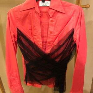 Beautiful Pink with Corset like Wrap Shirt. Size S.